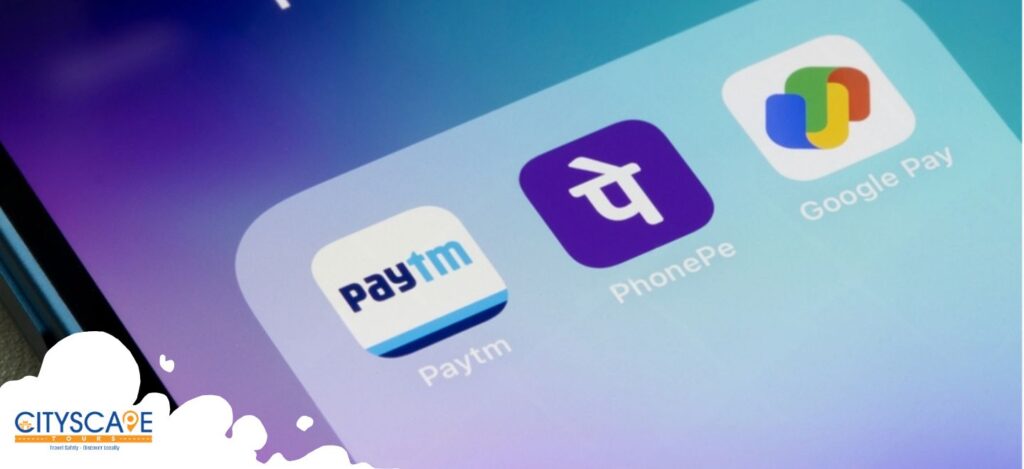 UPI and Mobile payment apps on smartphone screen