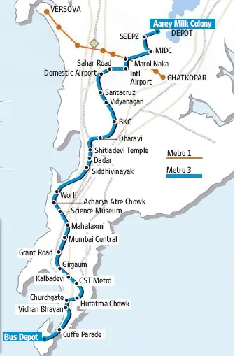 Aqua line Metro Map in Mumbai