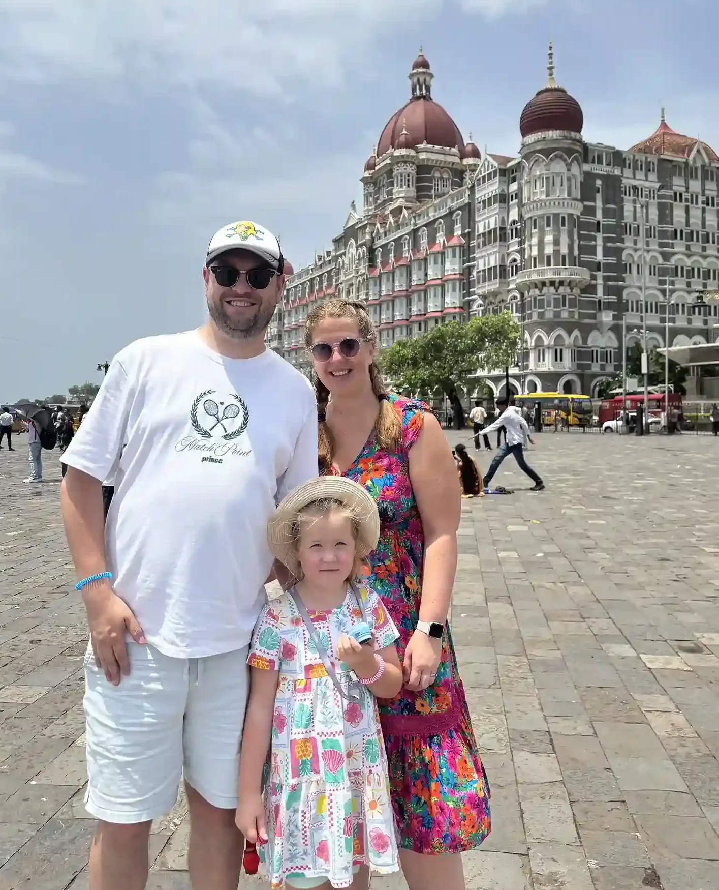 A family enjoying their Mumbai experience with Cityscape Mumbai Tours at the Gateway of India. mumbai half day city tour